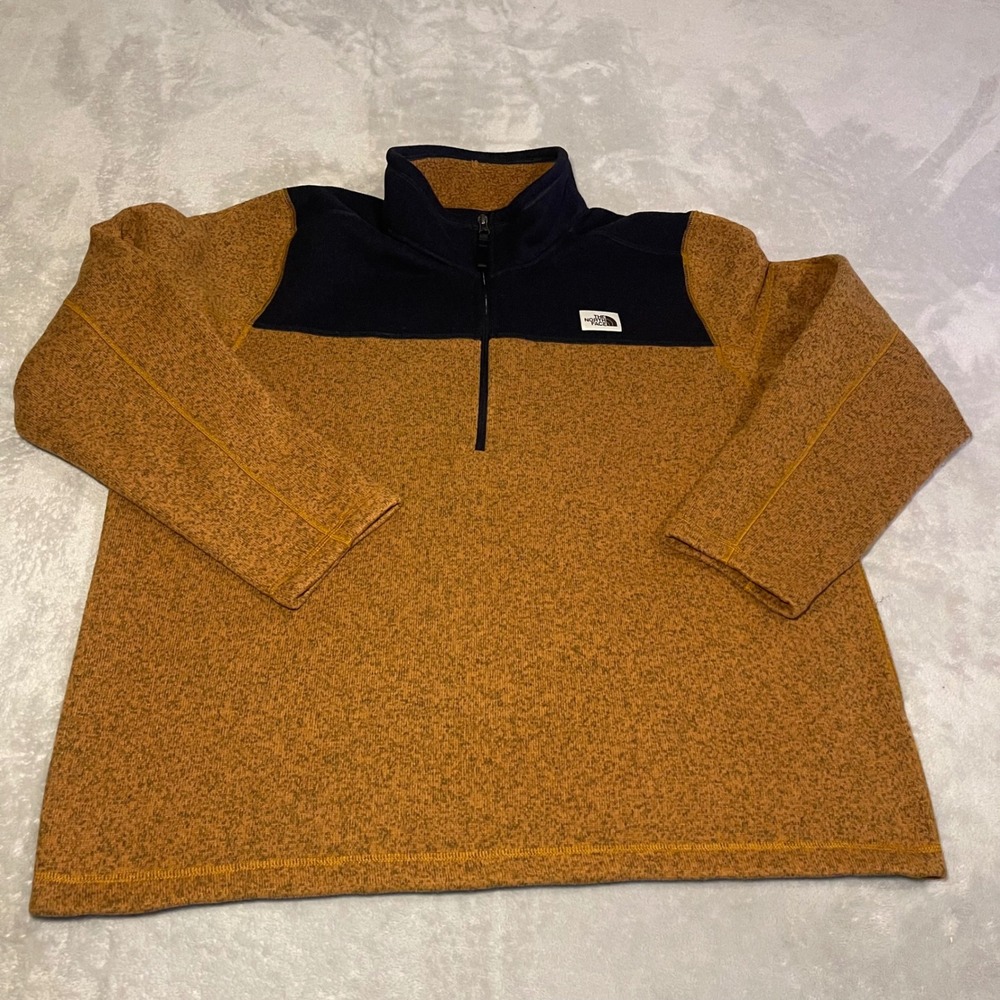 The North Face Mens XXL Gordon Lyons 1/4 Zip Fleece Pullover Brown Black Jacket